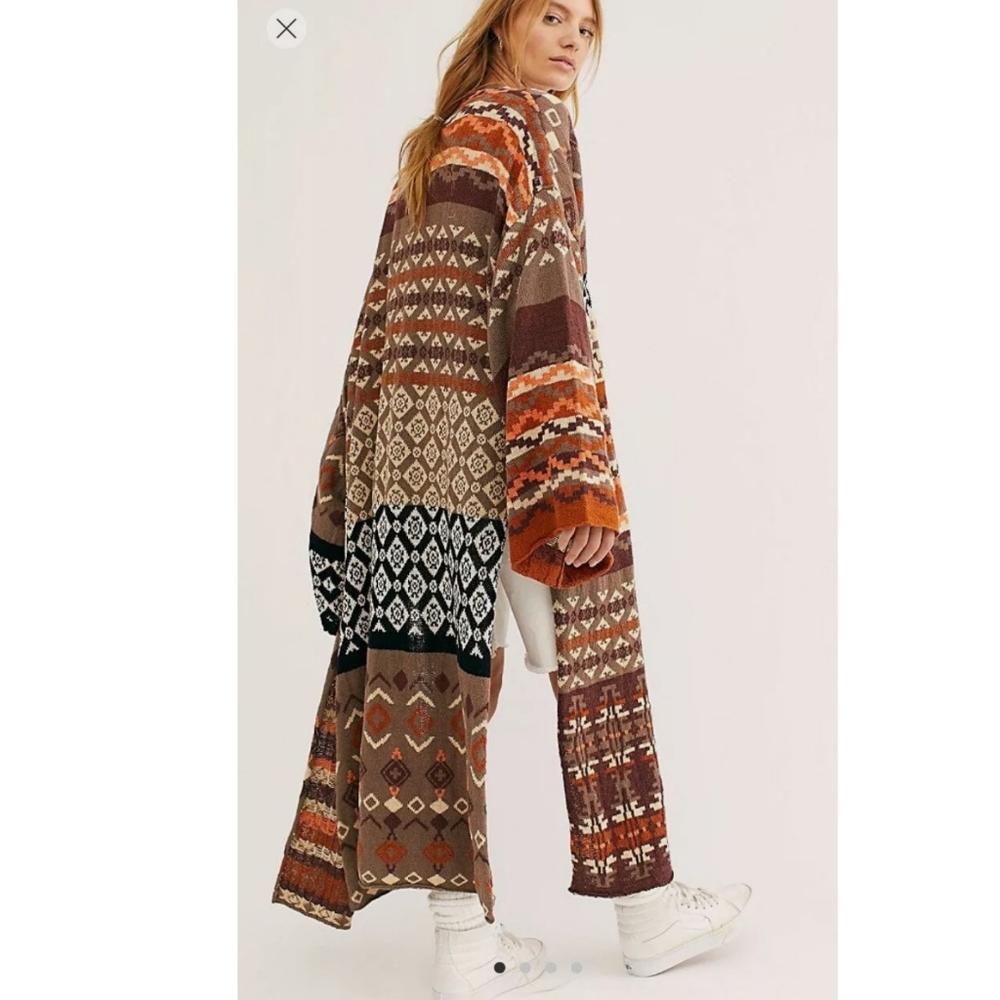 Oversized Free People Fall Patchwork Long Cardigan - image 3